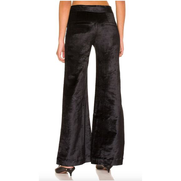 Free People Pants Size 10 Black Velvet Flare Walk With You Trousers Wide Leg - Picture 3 of 11